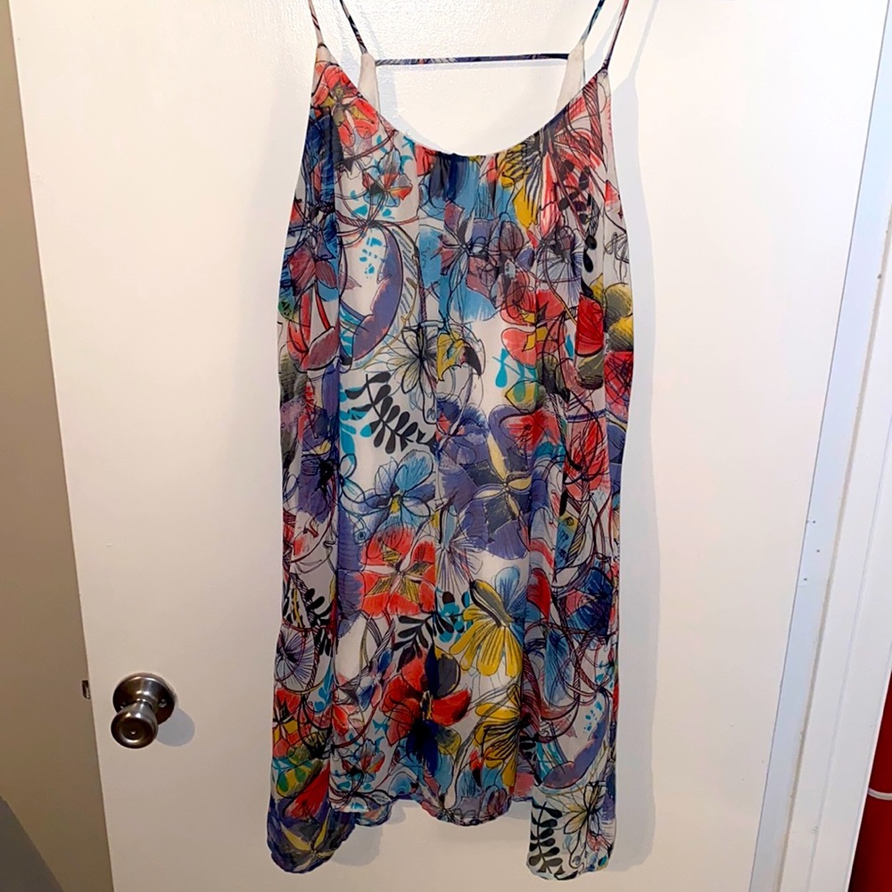 Floral Print Dress with Low Back - Medium